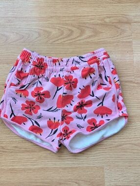 Hanna Andersson Pink Floral Shorts with Red Flowers